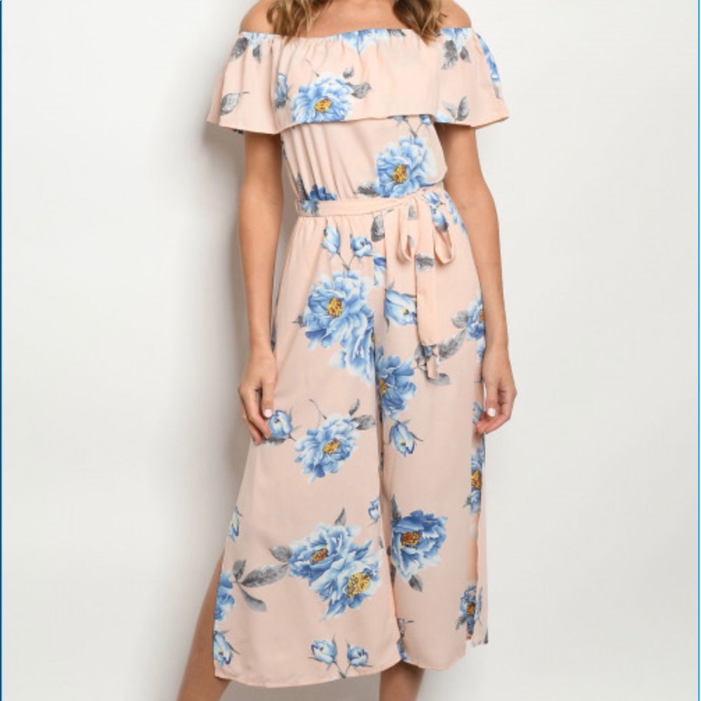 Sale! Peach Floral Jumpsuit